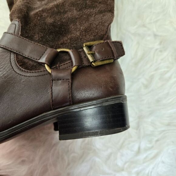 LAUREN Ralph Lauren McLeod Brown Leather Suede Riding Style Boot w/ Bridle 5.5 - Picture 9 of 15
